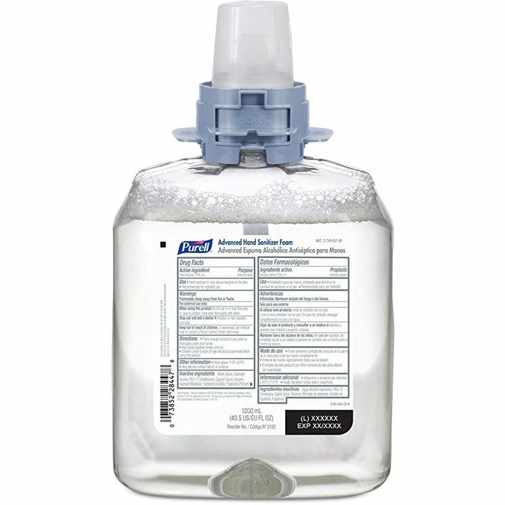 GOJ519204 - Advanced hand sanitizer refill is made with a luxurious foaming formula that kills more than 99.99 percent of most common germs that may cause illness. It is clinically proven to maintain skin health and contains moisturizers to help keep skin hydrated. Foam refill is designed for use with PURELL CS4 and FMX-12 Hand Sanitizer Dispensers. Sanitary-sealed refill helps prevent contamination by keeping germs out. Removable pump allows easier recycling. Refill is made from recyclable plastic. More from the Manufacturer