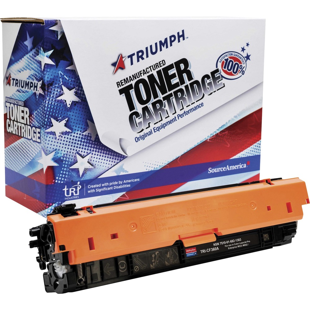 NSN6821303 - Remanufactured toner cartridge is designed for use in HP Color LaserJet Enterprise M533dh, M533dn, M533n, M553x; Color LaserJet Enterprise MFP M577f, MFP M577dn; and Color LaserJet Enterprise flow MFP M577z. AbilityOne toner provides strategic opportunities to address a variety of customer needs including significant savings, guaranteed performance, compliance with executive orders and free recycling solutions. Plus, every purchase creates jobs for people with disabilities. TAA-compliant cartridge is assembled in the U.S.A., made using 35 percent post-consumer content and meets ISO 14001 recycling standards. It yields approximately 6,000 pages.