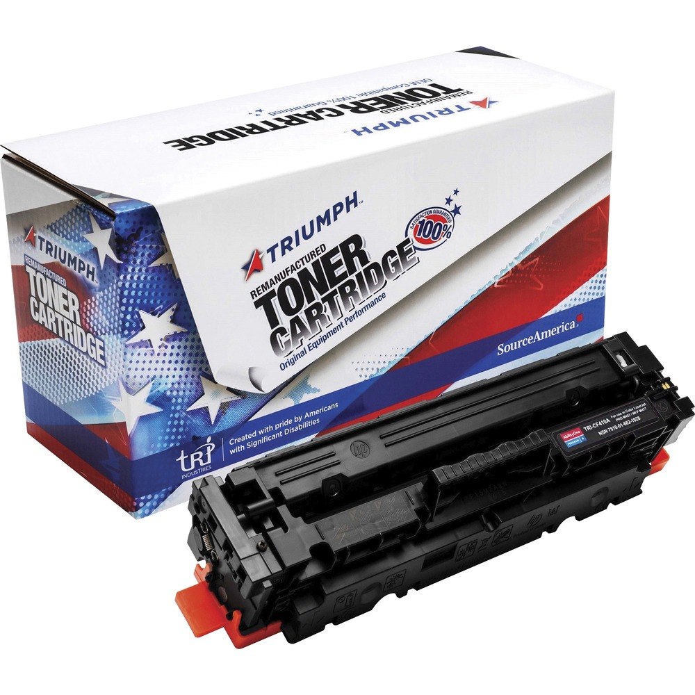 NSN6821928 - Remanufactured toner cartridge is designed for use in HP Color LaserJet Pro series M452dn, M452dw, M452nw; Color LaserJet Pro MFP M477fdw, M477fdn and M744fnw. AbilityOne toner provides strategic opportunities to address a variety of customer needs including significant savings, guaranteed performance, compliance with executive orders and free recycling solutions. Plus, every purchase creates jobs for people with disabilities. TAA-compliant cartridge is assembled in the U.S.A., made using 35 percent post-consumer content and meets ISO 14001 recycling standards. It yields approximately 2,300 pages.
