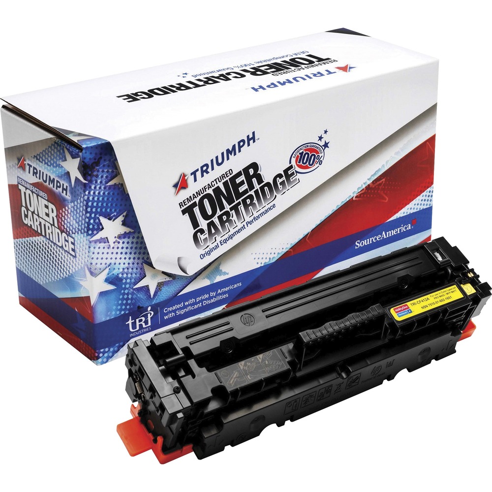 NSN6821651 - Remanufactured toner cartridge is designed for use in HP Color LaserJet Pro series M452dn, M452dw, M452nw; Color LaserJet Pro MFP M477fdw, M477fdn and M744fnw. AbilityOne toner provides strategic opportunities to address a variety of customer needs including significant savings, guaranteed performance, compliance with executive orders and free recycling solutions. Plus, every purchase creates jobs for people with disabilities. TAA-compliant cartridge is assembled in the U.S.A., made using 35 percent post-consumer content and meets ISO 14001 recycling standards. It yields approximately 2,300 pages.