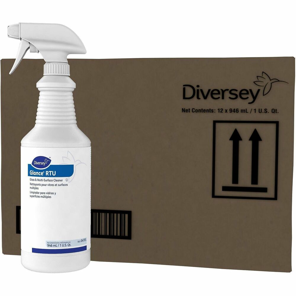 DVO04705 - Glance Glass and Multi-surface Cleaner features a quick-drying, ammoniated formula to leave a streak-free shine on surfaces. Ready-to-use formula makes cleaning quick and simple. Concentrated cleaner provides cost-efficient cleaning performance. Versatile design also cuts through grease, grime, soap films, finger marks and smoke film. Kosher-certified glass/multi-surface cleaner is perfect for glass, mirrors, windows, sinks, countertops, stainless steel and more.