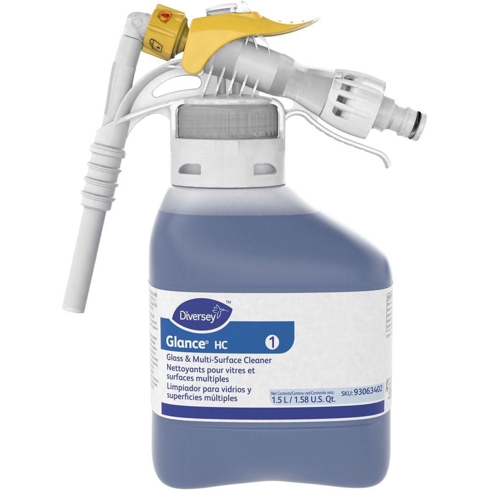 DVO93063402 - Glass/multi-surface cleaner features a quick-drying, ammoniated formula to leave a streak-free shine on surfaces. Ready-to-use formula makes cleaning quick and simple. Concentrated cleaner provides cost-efficient cleaning performance. Versatile design also cuts through grease, grime, soap film, finger marks and smoke film. Glass/multi-surface cleaner is perfect for glass, mirrors, windows, sinks, countertops, stainless steel and more.