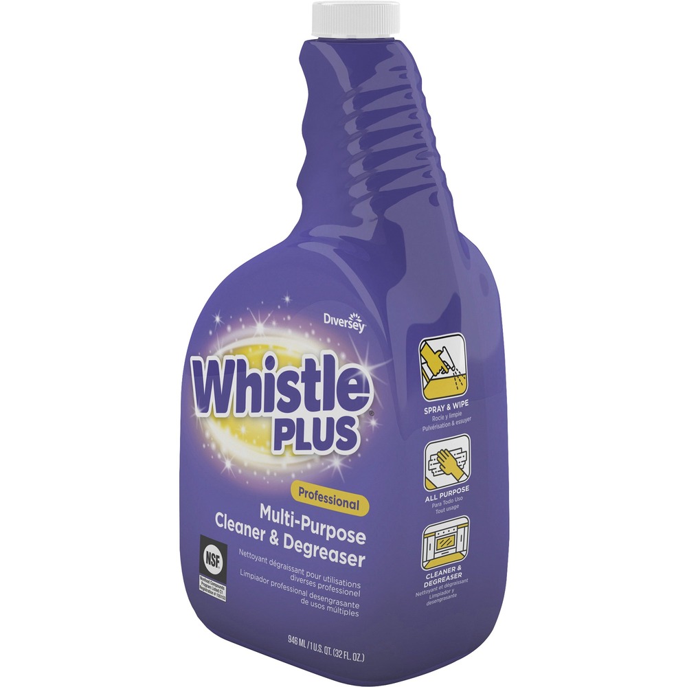 DVOCBD540571 - Whistle Plus Multipurpose Cleaner/Degreaser features a heavy-duty formula for outstanding performance on a wide variety of hard surfaces. Easy-to-use design requires you to simply spray on and wipe off dirt, grease and grime without any rinsing required. NSF certified cleaner/degreaser is perfect for countertops, sinks, walls, bathtubs, glazed ceramic tiles, doors, appliances, vinyl upholstery and other washable indoor and outdoor hard surfaces. It can be used to clean virtually any washable hard surface except glass, aluminum and water-based paint. Whistle Plus comes in a capped spray bottle.