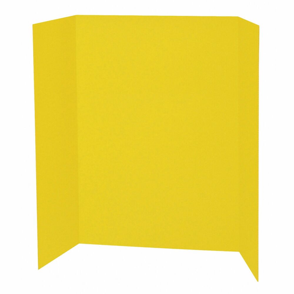 PACP3769 - Presentation boards are tri-fold, single-wall corrugated display boards used for projects, booths, science fairs and all types of displays. Each board is colored on the front side and features Natural Kraft on the back. Board size is 48" x 36" and folds to 24" x 36". Boards are recyclable.