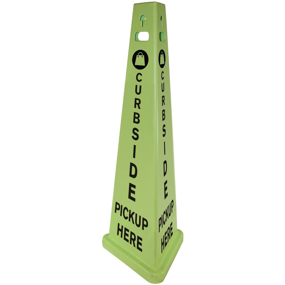 IMP9140PU - Three-sided safety sign for curbside pickup designates specific areas for item pickup. It helps keep both employees and customers safe and socially distant. Substantial cone shape, 14-3/4" square base and 40" height means it is sure to be noticed. Safety sign offers 34 percent more viewing space compared to four-sided signs. Each side of this TriVue 3-Sided Safety Sign reads, "Curbside Pickup Here." Ultraviolet protection on the plastic construction allows it to be used indoors and outdoors.