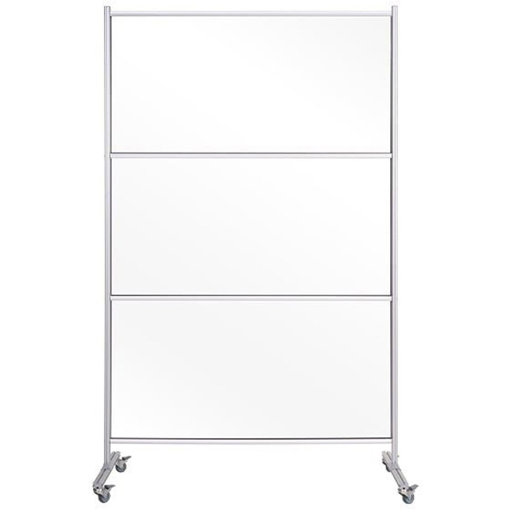 BVCDSP273046 - Glass panel divider features a large, self-standing design to offer a simple way to help your employees and guests practice social distancing and protect them in public spaces. Transparent glass surface acts as a protective shield and can be written on with dry-erase markers to display notes. Panel divider is integrated in a sturdy aluminum structure and has easy glide casters for full mobility. Plus, it's easy to clean, sanitize and disinfect for quick cleanings as needed.