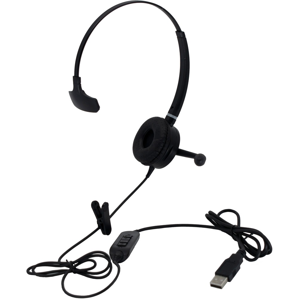 SPTHSWDUSB1 - USB Headset Single Ear Headset delivers comfort and excellent audio with a great microphone and speaker. This high-quality, super-lightweight headset works in both PC and Mac computers equipped with a USB port. Soft, leatherette material covers the ear cushions for easy slide-on and wearing. Powerful, 40mm speakers and digital signal processing produce top-quality sound. Microphone arm rotates 360 degrees so the microphone and cord can be positioned on either left or right side. Noise-canceling microphone reduces up to 80 percent of background noise. Volume, mute and connect controls on the cord are easy to operate. Headset is compatible with Microsoft Teams, Zoom, Google Meet and most web-conferencing apps and VoIP phone systems. Lightweight design travels easily and is ideal for the home office. Built-in circuit breaker protects against sudden volume spikes from the speaker. More from the Manufacturer