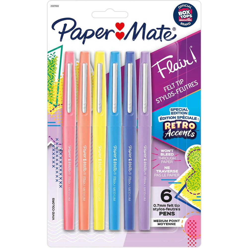 PAP2097888 - Pens with a medium point deliver a smooth laydown and produces crisp lines to let you express yourself with true style and color. Smear-resistant ink dries quickly and will not bleed through paper for legible handwriting. Slide the cap conveniently on the top of the pen during use to ensure you never lose it when writing. Handy clip attaches to pockets, notebooks and more for easy access and storage. Pens are perfect for everyday use at home, office and school.