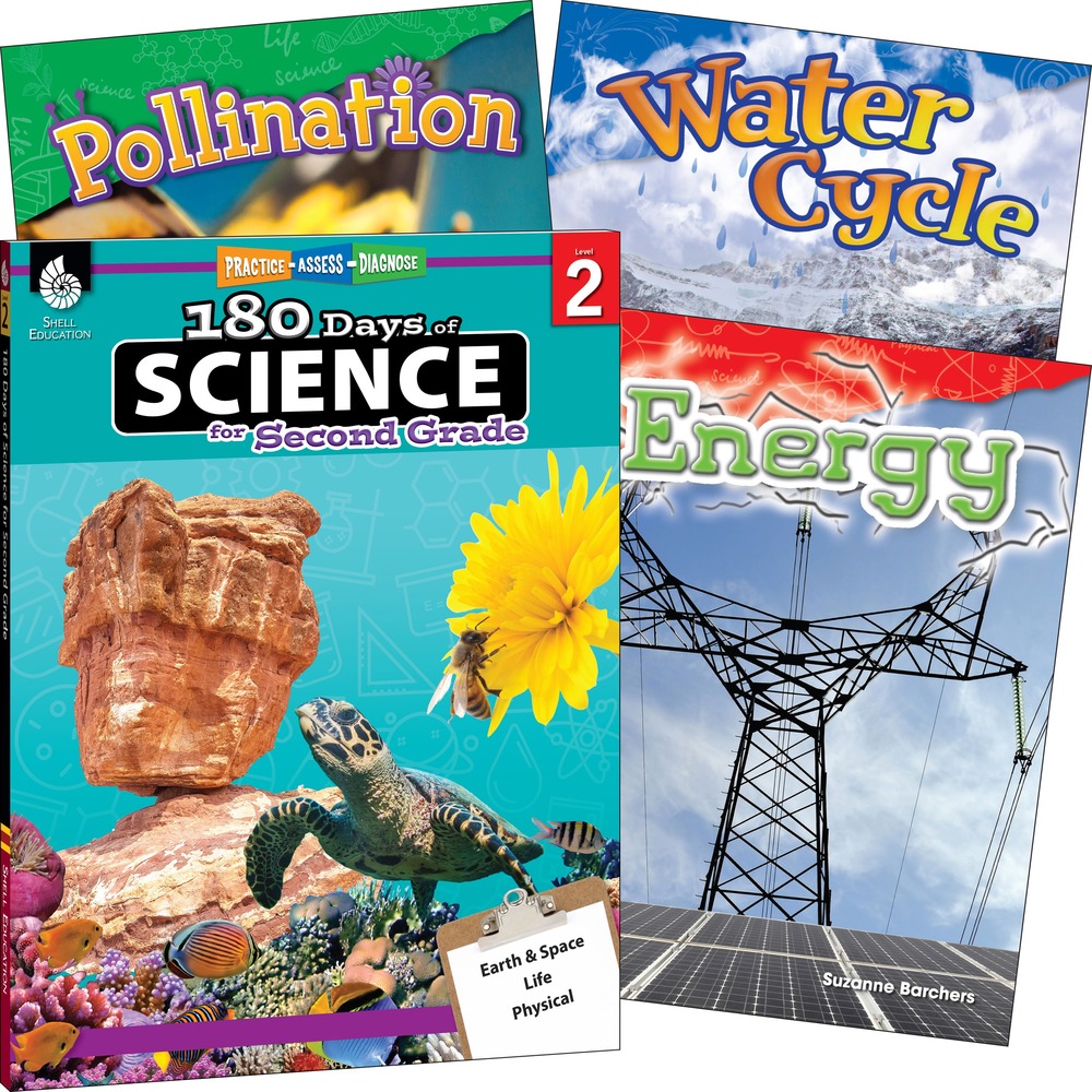 SHL118403 - Set the foundation for reading success while teaching the essential science and STEM concepts students need to know at their grade level with this book set. Comprehensive material covers the three strands of science, including life science, physical science, and Earth and space science. The science workbook offers 180 days of fun, daily science activities. Three nonfiction science books contain simple text and bright images to help beginning readers understand basic science concepts. The fun, simple science experiments support hands-on learning to truly engage budding young scientists. Book set includes 180 Days of Science for Second Grade, Pollination, Energy, and The Water Cycle.