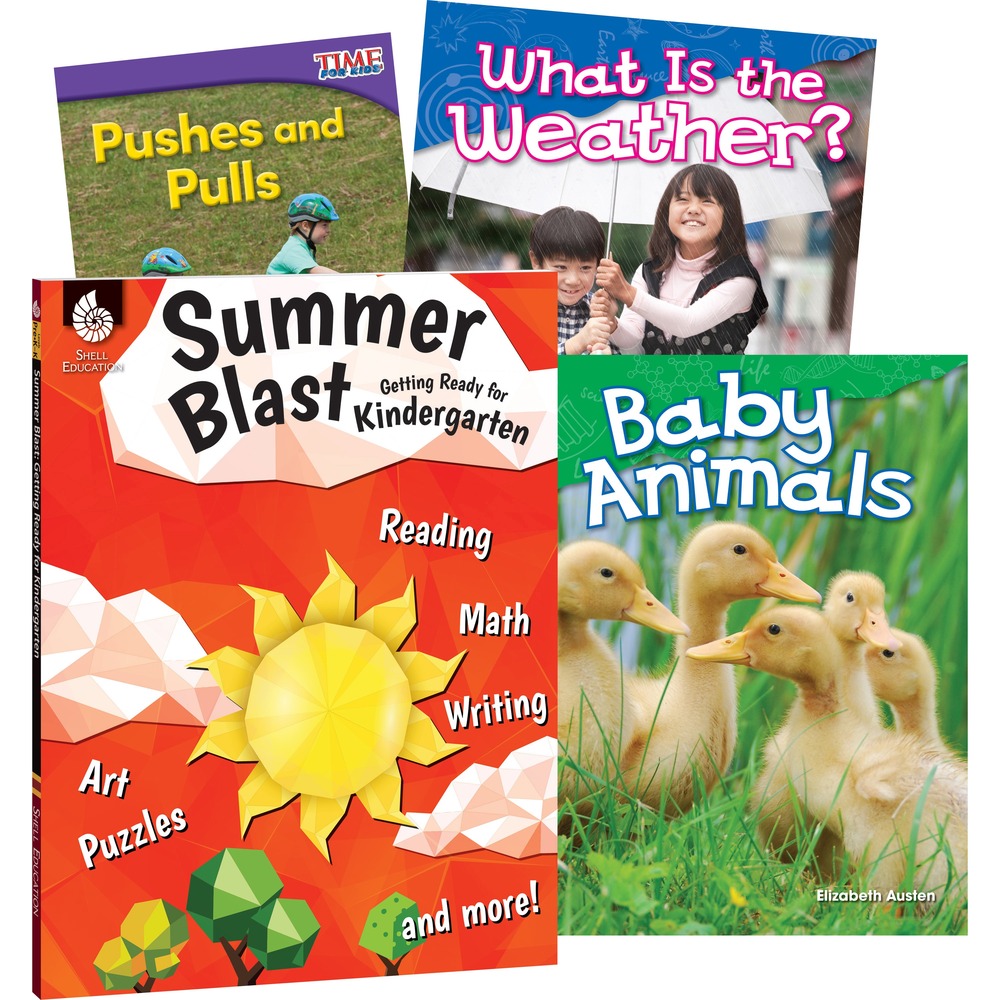 SHL51670 - STEM book set features science-focused readers and activity sheets to help young learners reinforce and develop important skills. Daily practice sheets cover a variety of topics and include age-appropriate activities that are aligned to national and state standards. The enclosed, individual readers discuss scientific concepts in a fun way. Text features, such as bold print, captions, index and a glossary, increase comprehension. Whether these books are used at home or in the classroom, this bundle prevents summer learning loss and comes with digital resources. Book set includes Baby Animals, What Is the Weather, Pushes and Pulls, and Getting Ready for Kindergarten.