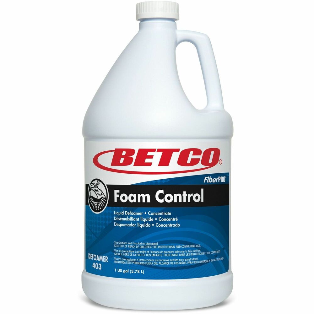 BET4030400 - Highly concentrated, FiberPro Foam Control Liquid Defoamer quickly penetrates and knocks down foam to eliminate problems associated with recovery tank foaming. Fast-acting formula breaks foam on contact and eliminates downtime and wasted effort in dumping recovery tanks. Defoamer is recommended for use in recovery tanks of extraction or automatic scrubbers where foaming might be a problem. Versatile formula can also be used anywhere foaming is a problem. More from the Manufacturer