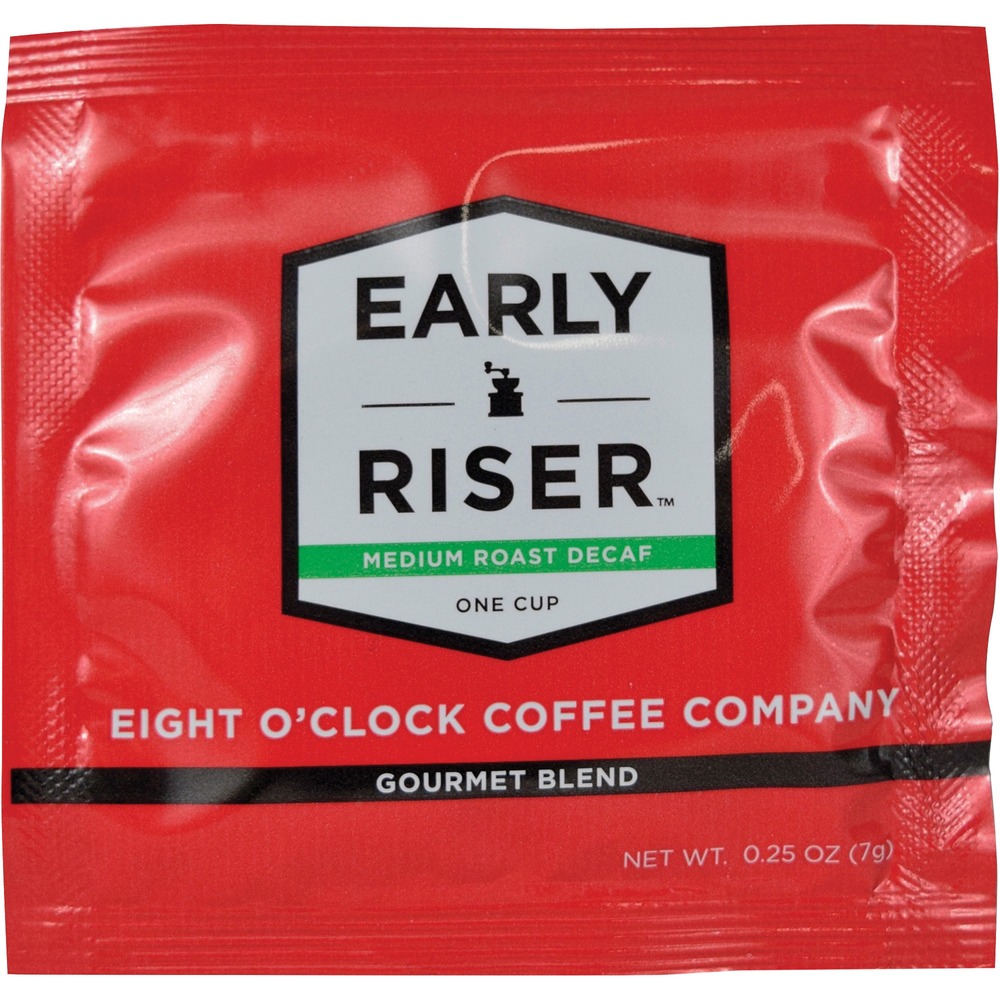 CFPCCFEOC1D - Decaffeinated Early Riser Coffee is made with 100 percent Arabica beans for an irresistibly smooth flavor with a balanced finish. Filter pouch allows you to cleanly brew your favorite coffee without the messy cleanup. Coffee pouch brews 12 cups of coffee.