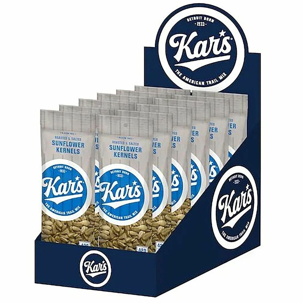 KARSN08235 - Sunflower kernels are roasted and salted for a flavorful, gluten-free snack that satisfies any craving. Single-serve packages ensure maximum freshness in every bag. Sunflower kernels are perfect for increasing office morale, impressing guests and more.