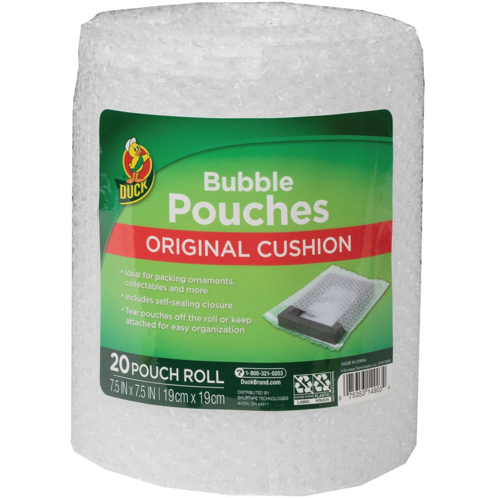DUC285741 - Bubble pouches feature air pockets to provide extra protection for your fragile items when moving or in storage. Self-sealing closure lets you instantly seal items inside without requiring moisture or glue. Easy-to-use roll keeps each pouch together and accessible. Bubble pouches are perfect for dishes, picture frames, ornaments, collectibles and more.