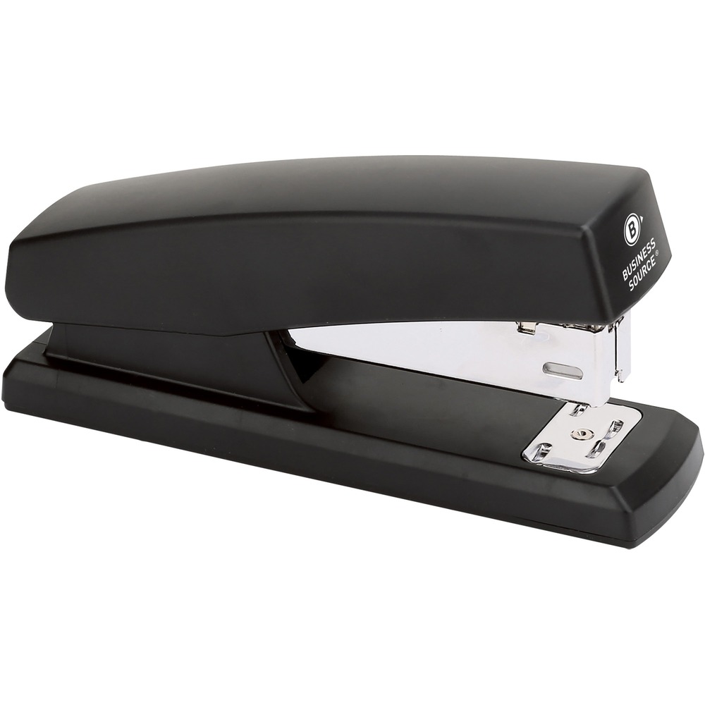 BSN03197 - Half-strip stapler features an unbreakable plastic body that can withstand heavy pressure for long-lasting stapling performance. Rotating anvil quickly switches between staple or pin settings for versatile use. Easy-to-refill design allows you to quickly reload standard-size staples (sold separately). Stapler is designed to fasten up to 20 sheets of paper.