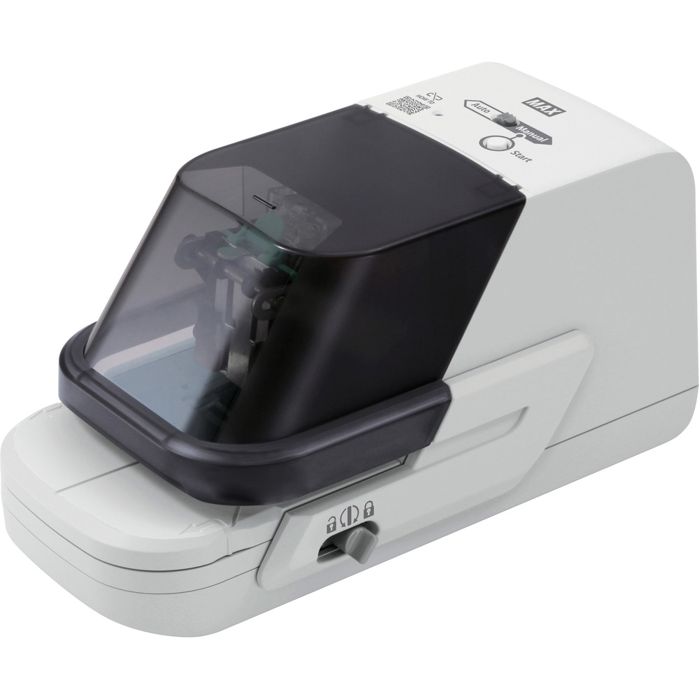 MXBEH70FII - The EH-70F II Electronic Stapler lets you staple 2 to 70 sheets at the speed of two staples per second without changing the staple. It generates professional-quality stapling with the Flat Clinch Mechanism so staple close flat and papers stack neatly and evenly. Flat Clinch bends the staple ends flat without deforming the clinched staple. Quiet motor-driven mechanism means you avoid disrupting work while you staple. Designed for heavy-duty commercial and office use, stapler gives you the option of auto or manual stapling for perfect positioning of staple every time. Auto throat depth ranges from 1/4" to 3/4". Manual throat depth is 1/8" to 3/4". Metal finger guard restricts access to the stapling mechanism to improve safety. Four-point rubber grip helps stabilize the stapler. Heavy-duty stapler includes easy snap-in cartridge for its maximum load of 5,000 staples so you can staple 5,000 times continuously. It uses the Max 70FE II staples that have a 1/2" crown and 5/16" leg length.