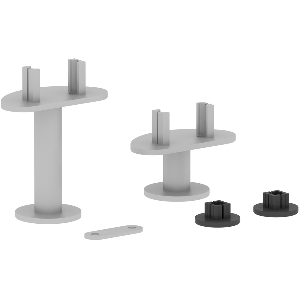 LLR90283 - L Connector Set offers a way to join completed partitions or mobile room dividers from the Lorell Adaptable Panel System in an L-shape configuration or longer divider so people can work safer separately. Completed partitions/dividers (sold separately) can measure up to 71" to help fully separate individuals from one another. These steel connectors are easy to use and simply replace the top plastic cap and the bottom support of the panel leg on the same side of one to two other divider/partitions depending on the shape you need. Connector set includes a caster-height connector (4-23/32" diameter x 4-29/64" high) and a glide-height connector (4-23/32" diameter x 2-3/32" high) as well as a metal top plate (2-23/64" wide x 2-23/64" deep x 1/8" high). More from the Manufacturer