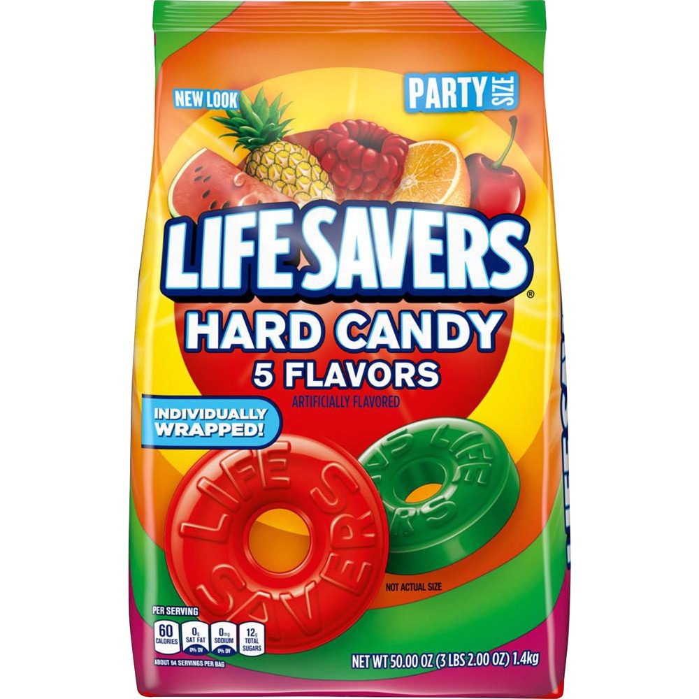 MRS28098 - Enjoy the refreshing fruit flavors of Life Savers Hard Candy in five delicious flavors. Originally debuting in 1935, these five flavors - Cherry, Raspberry, Watermelon, Orange and Pineapple - have stood the test of time so they are sure to be a treat in your reception area or on-the-go. Each candy is individually wrapped so you can easily slip a few in your pocket or bag.