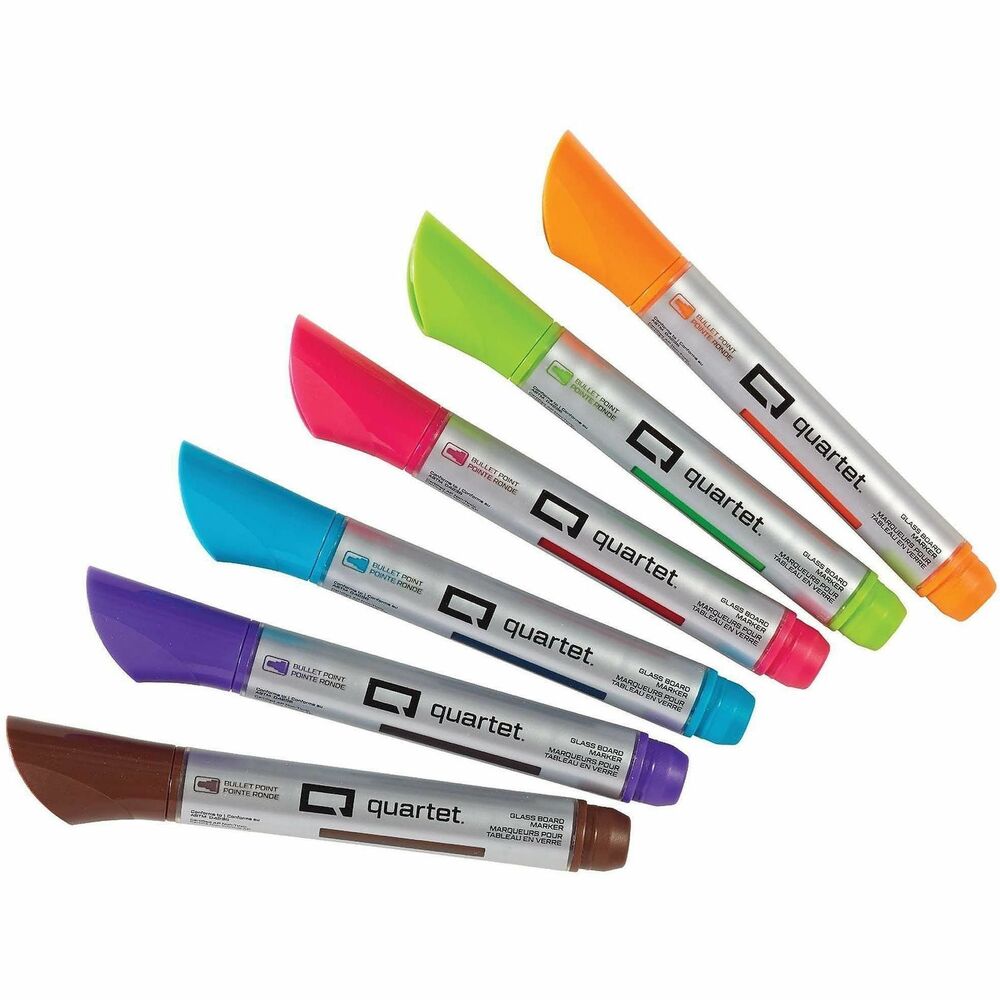 QRT79556 - Dry-erase markers are optimized for use on contemporary glass surface boards to deliver bold color and excellent visibility. Liquid ink delivery system ensures your writing is bold with consistent color so your message will be read loud and clear. Bullet point creates thick, broad lines that make your writing more easily seen and read by others. Regardless of how you grip them, these markers write evenly on glass boards, delivering ink in solid lines so your handwriting stays consistent throughout your presentation. Low-odor, nontoxic ink erases easily and helps prevent irritation for safe use in any environment. Easy-view ink gauge lets you easily judge exactly how much ink remains so you can plan ahead and ensure you're never without a marker when you need one.