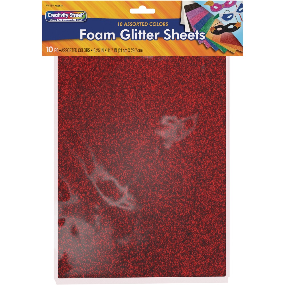 Creativity Street Wonderfoam Glitter Sheets - Art Project, Craft Project - Recommended For 3 Year - 10 Piece(s) - 11.70" Height x 8.25" Width - Multicolor - Foam - 1 Set