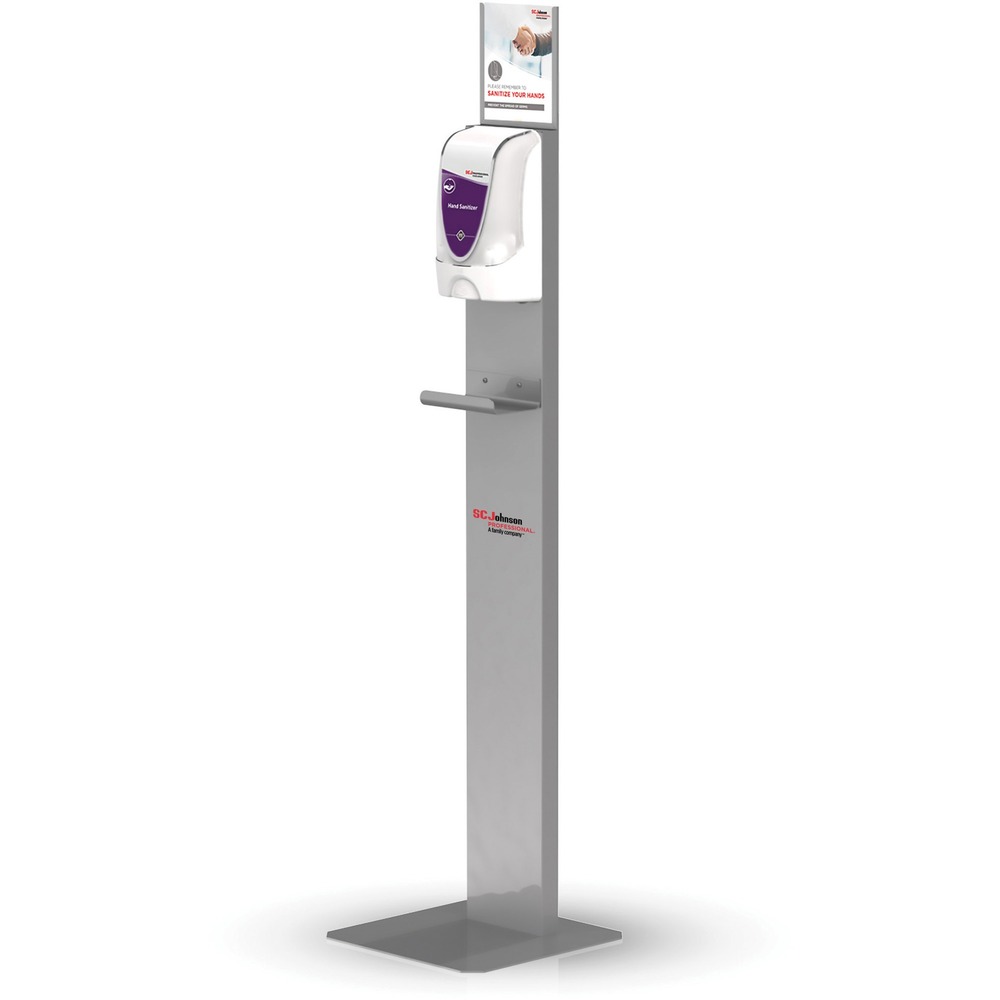 SJNTFDISPSTAND - Dispenser stand features a touch-free design that dispenses automatically when hands are placed below the sensor to encourage use where a higher level of hand hygiene is required. Easy-to-assemble design contains only three main parts for hassle-free setup. Sturdy metal construction with a durable coating protects against wear-and-tear. Low-profile base maximizes stability to prevent tipping or wobbling. Metal catch tray prevents hand sanitizer from splashing onto the floor to keep surrounding areas clean. Optional signage allows you to easily customize the header with your message or logos.