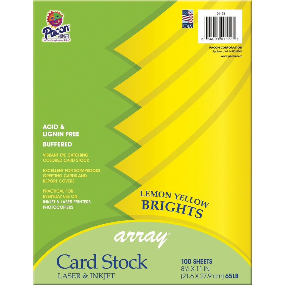 PACP101172 - Cardstock features a vibrant, eye-catching color to enhance the look of school projects, announcements, memory books, party printables and more. Heavyweight, 65 lb. paper provides a sturdy feel and cuts beautifully in a wide variety of craft cutting machines. Acid-free, lignin-free material prevents dulling over time for lasting brightness. Cardstock also works in inkjet and laser printers.