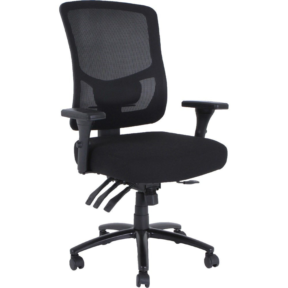 LLR40210 - Big & Tall Mesh Back Chair features a high weight capacity to welcome more users and a breathable mesh back with built-in lumbar support for conforming comfort. Other comfort features include pneumatic seat-height adjustment from 17-3/4" to 19-5/8" , back-height adjustment, seat-glide mechanism, 360-degree swivel, tilt, tilt tension and multi-task control. Polyurethane-padded arms pivot and adjust in height to optimize your position. Metal base is equipped with smooth-rolling dual-wheel casters. Cushioned seat is upholstered in fabric. Weight capacity is 350 lb. More from the Manufacturer