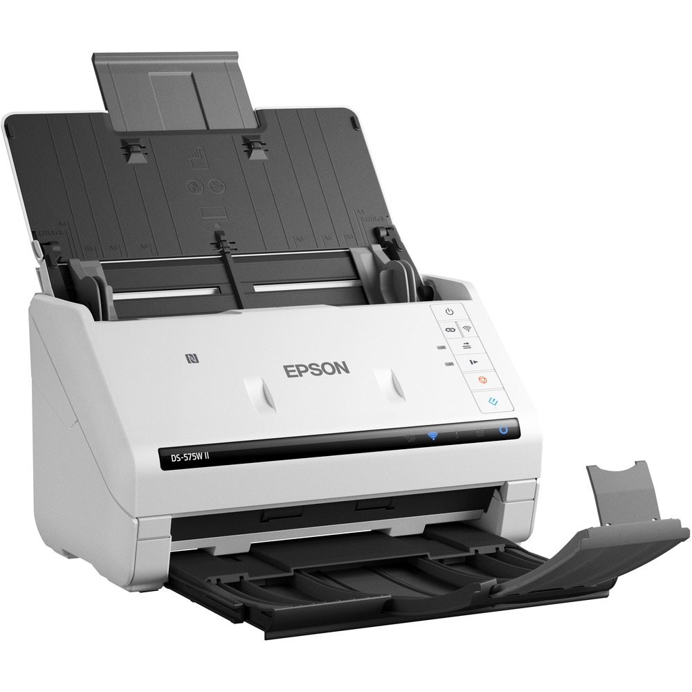 EPSB11B263202 - Delivering high-quality scans up to 35 ppm, this DS-575W II Duplex Document Scanner offers efficient document management for businesses. Wirelessly scan to smartphones, tablets or online storage accounts. Epson Document Capture software scans documents to Evernote, SharePoint, Google Drive and more. Quickly scan stacks of pages using the 50-page automatic document feeder (ADF). Included TWAIN and ISIS drivers ensure easy integration with most existing software. Peak daily duty cycle produces up to 4,000 sheets to help ensure productivity. Scanner features blank page removal, auto-rotation, auto cropping, dynamic skew correction, dirt detection, double-feed detection and paper protection. Versatile paper handling scans stacks of business/ID cards, single sheets, pages up to 240" long and folded pages up to 11" x 17".