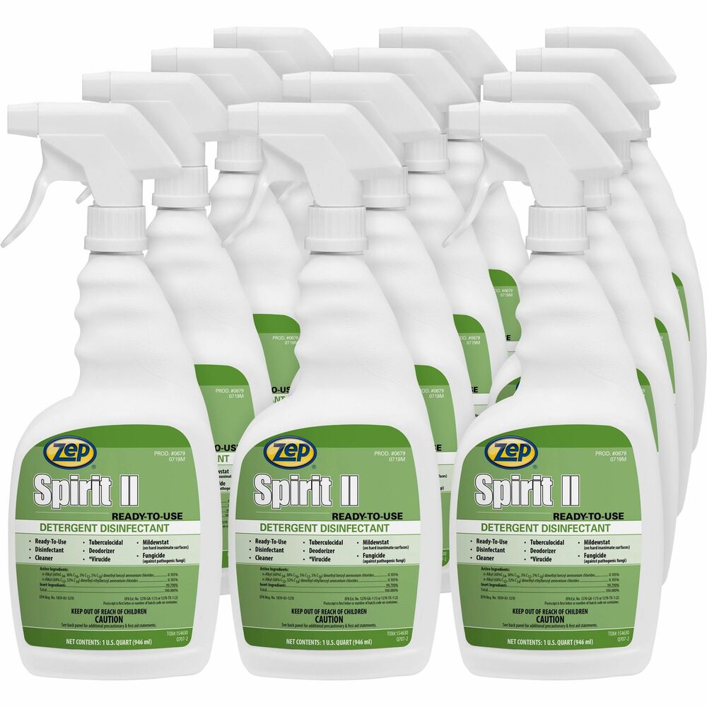 Zep Spirit II Detergent Disinfectant - Ready-To-Use - 32 fl oz (1 quart ...