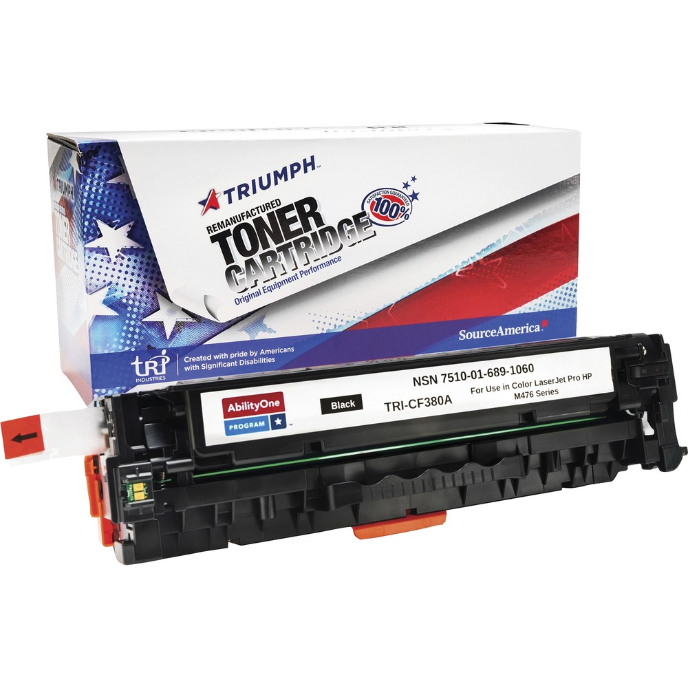 NSN6891060 - Remanufactured toner cartridge is designed for use in HP Color LaserJet Pro MFP M476nw. AbilityOne toner provides strategic opportunities to address a variety of customer needs including significant savings, guaranteed performance, compliance with executive orders and free recycling solutions. Plus, every purchase creates jobs for people with disabilities. TAA-compliant cartridge is assembled in the U.S.A., made using 35 percent post-consumer content and meets ISO 14001 recycling standards. It yields approximately 2,400 pages.