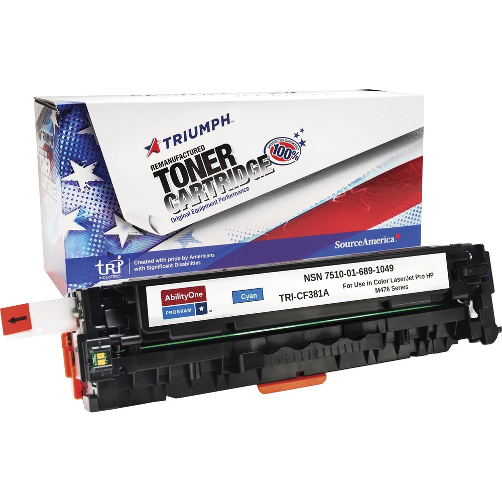 NSN6891049 - Remanufactured toner cartridge is designed for use in HP Color LaserJet Pro MFP M476nw. AbilityOne toner provides strategic opportunities to address a variety of customer needs including significant savings, guaranteed performance, compliance with executive orders and free recycling solutions. Plus, every purchase creates jobs for people with disabilities. TAA-compliant cartridge is assembled in the U.S.A., made using 35 percent post-consumer content and meets ISO 14001 recycling standards. It yields approximately 2,700 pages.