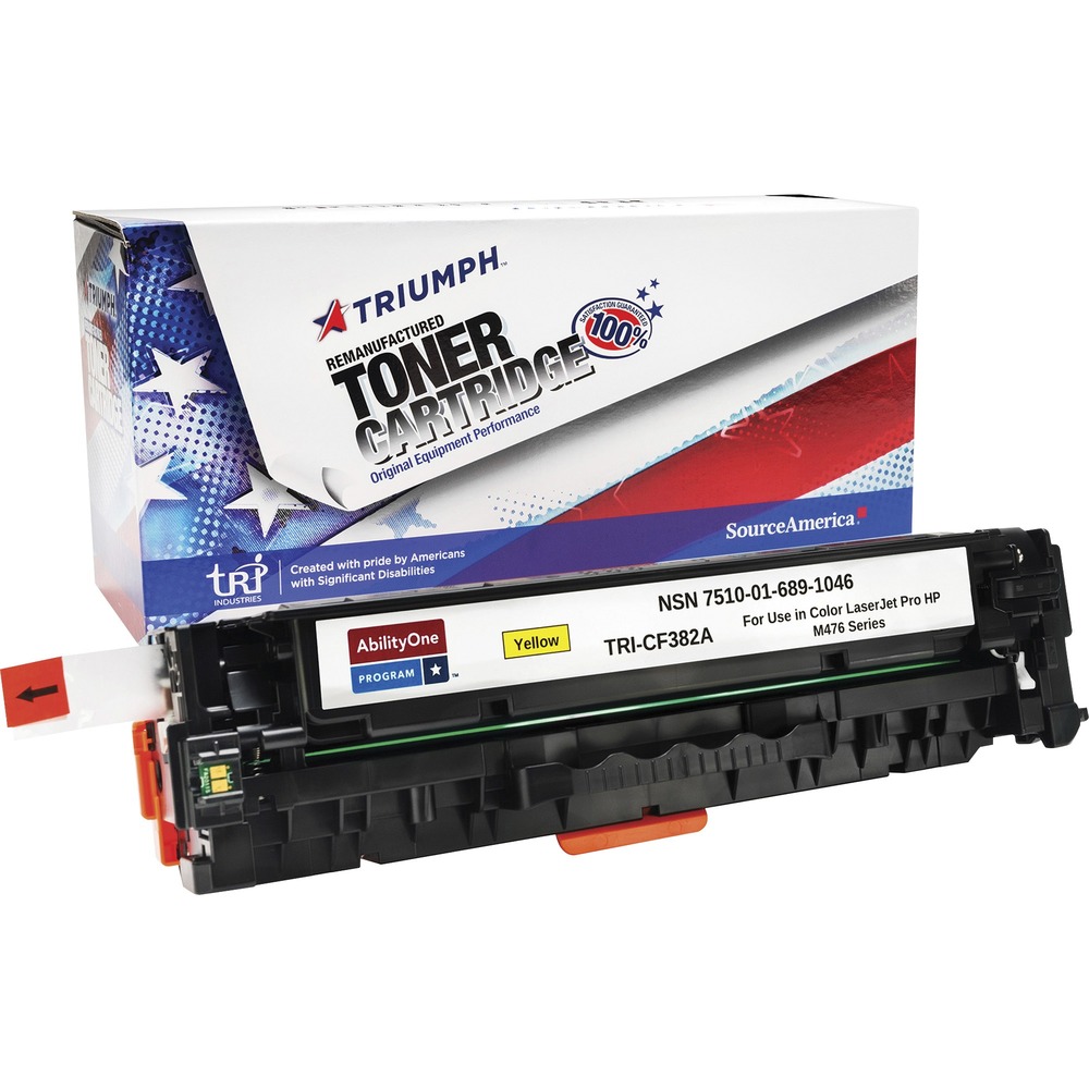 NSN6891046 - Remanufactured toner cartridge is designed for use in HP Color LaserJet Pro MFP M476nw. AbilityOne toner provides strategic opportunities to address a variety of customer needs including significant savings, guaranteed performance, compliance with executive orders and free recycling solutions. Plus, every purchase creates jobs for people with disabilities. TAA-compliant cartridge is assembled in the U.S.A., made using 35 percent post-consumer content and meets ISO 14001 recycling standards. It yields approximately 2,700 pages.