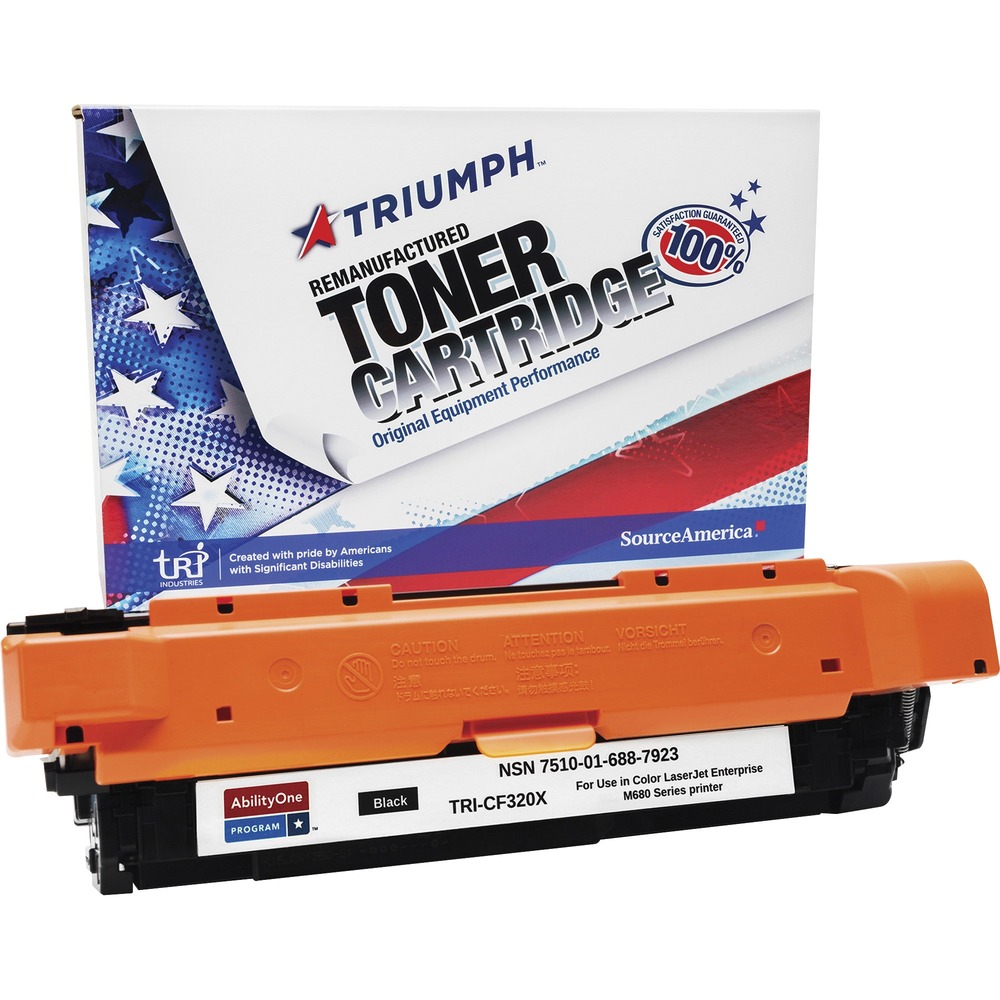 NSN6887923 - Remanufactured toner cartridge is designed for use in HP Color LaserJet Enterprise MFP M680dn and M6580f. AbilityOne toner provides strategic opportunities to address a variety of customer needs including significant savings, guaranteed performance, compliance with executive orders and free recycling solutions. Plus, every purchase creates jobs for people with disabilities. TAA-compliant, high-yield cartridge is assembled in the U.S.A., made using 35 percent post-consumer content and meets ISO 14001 recycling standards. It yields approximately 21,000 pages.