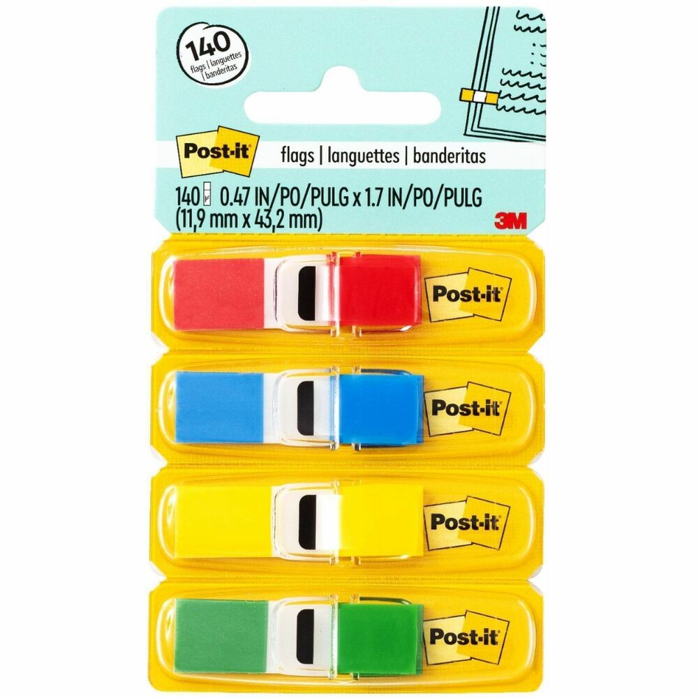 MMM6834 - Post-it Flags make it simple to mark your place, flag or highlight important information. Use them to draw attention to critical items, index, file or color-code. Eye-catching, colorful flags are easy to spot and have space to write. Removable adhesive allows the attention-getting 1/2" flags to stick securely, reposition and remove cleanly. The handy detachable cartridges can be used as a stand-alone dispenser or placed in a desktop dispenser/organizer with a built-in Post-it Flags dispenser. More from the Manufacturer