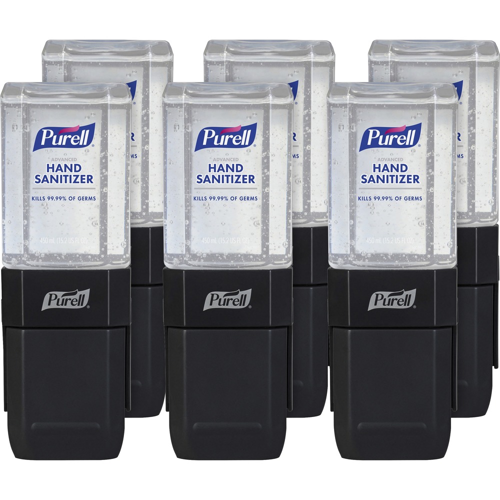 GOJ4424D6 - ES1 Hand Sanitizer Dispenser Starter Kit includes a PURELL ES1 Push-Style Hand Sanitizer Dispenser and 450 ml. refill. This reliable, push-style hand sanitizer dispenser can be placed anywhere. Modern design complements decor. Compact size and small footprint, along with mounting accessories, give maximum flexibility of placement. Push style is cost-efficient and low-maintenance. Dispenser securely attaches to walls and surfaces to help prevent theft. Refill snaps into dispenser. Hand sanitizer gel is hypoallergenic, dermatologist-tested and dye-free. AT-A-GLANCE refill design lets you monitor soap levels with just one look. Sanitary Sealed PET refill is easily recycled. More from the Manufacturer