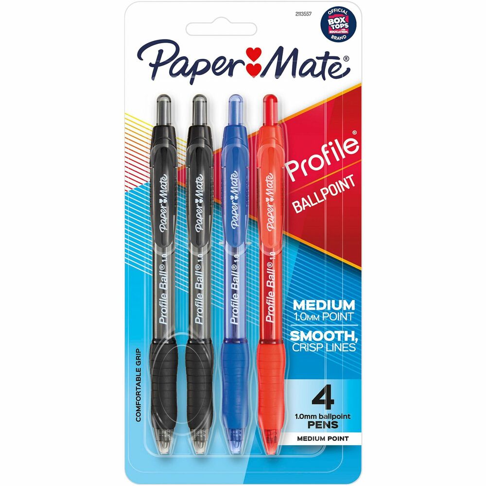 PAP2100912 - Make smooth, crisp lines with Profile Retractable Ballpoint Pens. 1.0mm tip makes your writing stand out on the page. Soft grip allows comfortable writing during any writing task. Handy clip means you can slide into your pocket or attach to a notebook.
