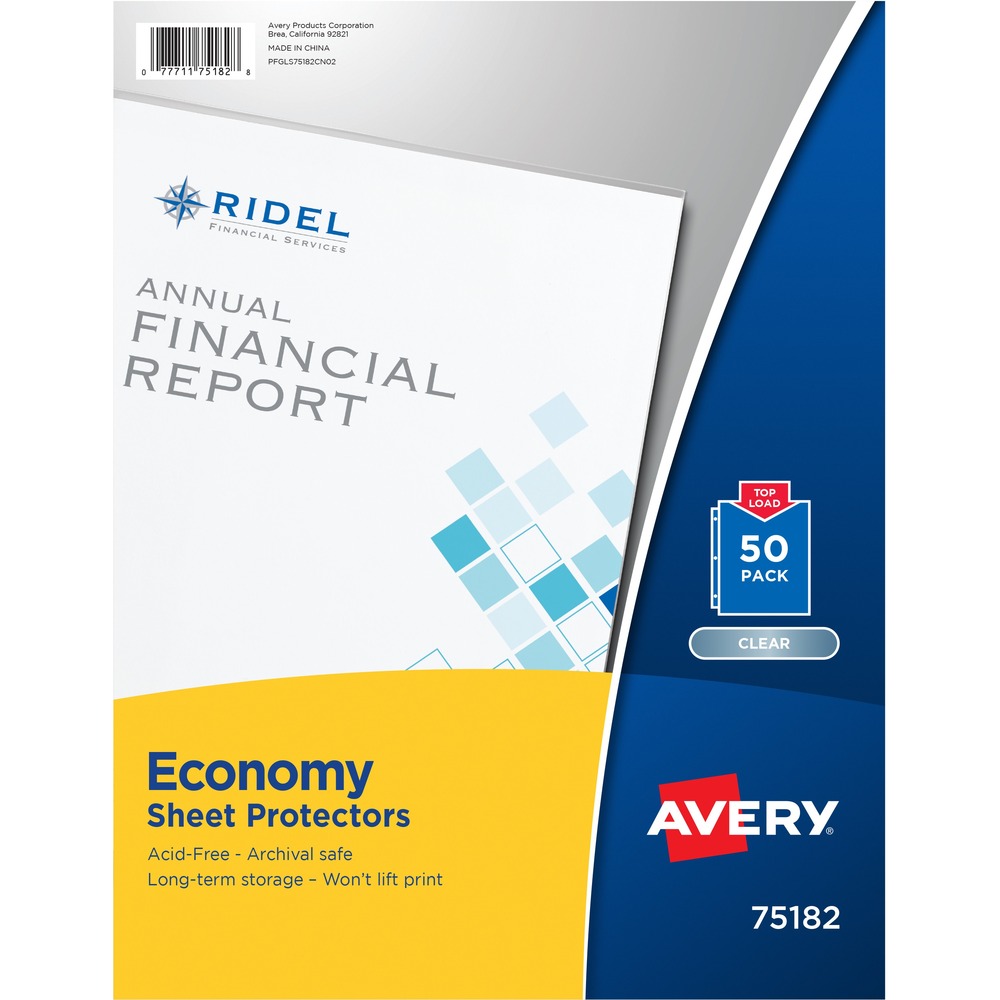 AVE75182 - Ensure that your important papers last as long as you need them with these Economy Sheet Protectors. With a one-sheet capacity, they provide your documents with quality protection that allows you to view your papers with impressive clarity. Acid-free, archival-safe material won't stick to your papers so print stays on your documents rather than clinging to the plastic covering. With these convenient sheet protectors, you can preserve the look and condition of your papers for maximum efficiency. Each sheet protector is top-loading and three-hole punched to insert into three-ring binders. More from the Manufacturer