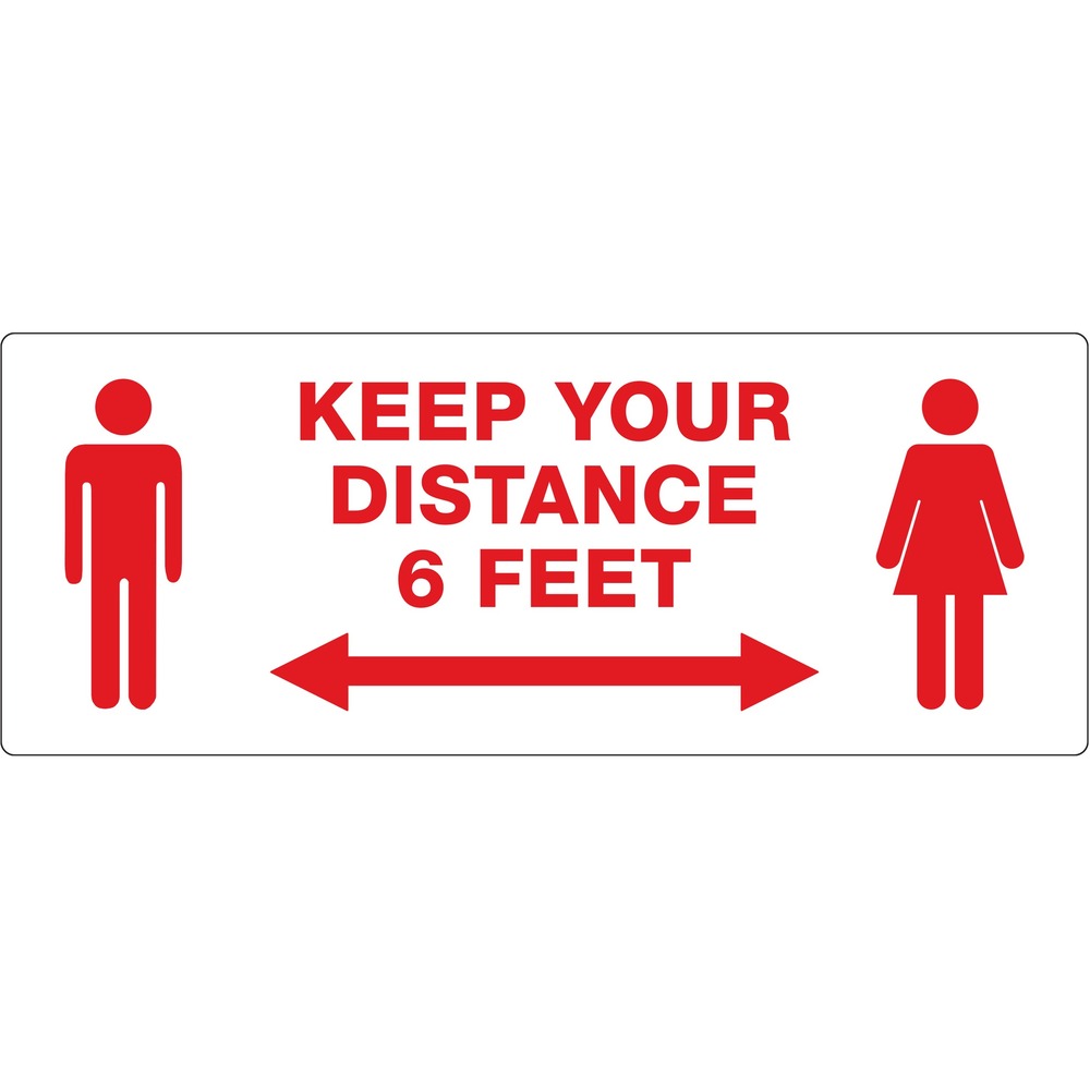 Avery® Surface Safe KEEP YOUR DISTANCE Decals - Print/Message "Keep Your Distance" - Rectangular Shape - Water Resistant, Pre-printed, Chemical Resistant, Abrasion Resistant, Tear Resistant, Durable, UV Resistant, Residue-free, Easy Peel, Anti-slip, S