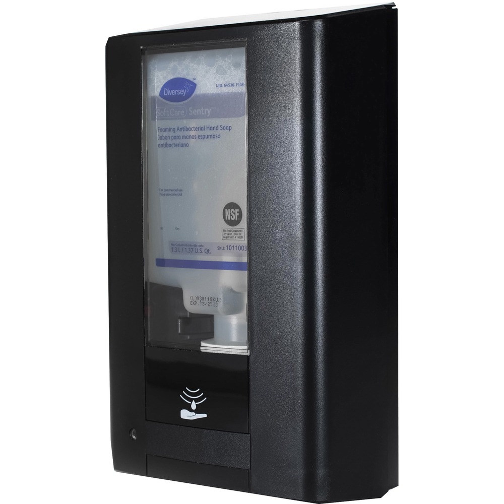 DVOD6205550 - IntelliCare Hybrid Dispenser can address all your hand care needs with a versatile, modern and durable platform that is compatible with both liquid/gels and foam products. It dispenses 1300 ml. (1.3 liter) bottles of hand soap or 1200 ml. (1.2 liter) of alcohol-based hand sanitizer in a 0.4 ml. or 1 ml. dose per push. This hybrid dispenser also provides an automatic switch from touchless to manual if batteries die before replacement. When the refill is nearly empty, the locking dispenser will sound an alarm. It also has a low-battery signal. Translucent window allows good product visibility without product tampering. Dispenser is made of reliable, ABS plastic that is scratch-resistant and UV-resistant.