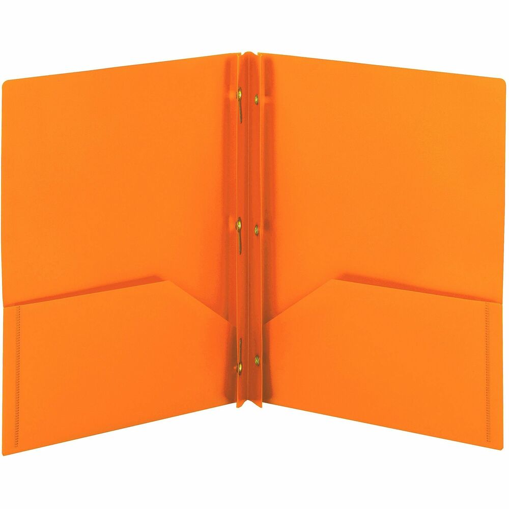 SMD87735 - Keep documents organized and safe using these Poly Two-pocket Folders with fasteners that come in convenient three-packs. They are perfect for all types of presentations, proposals and projects. They allow easy storage and transport while keeping your letter-size documents organized and easily accessible. Two large, 4-1/2" high pockets each hold up to 50 sheets. Metal, tang-style fasteners hold up to 80 three-hole punched papers. Inside back pocket is die-cut to hold a business card. Durable poly material is tear-resistant, water-resistant and easy to clean.
