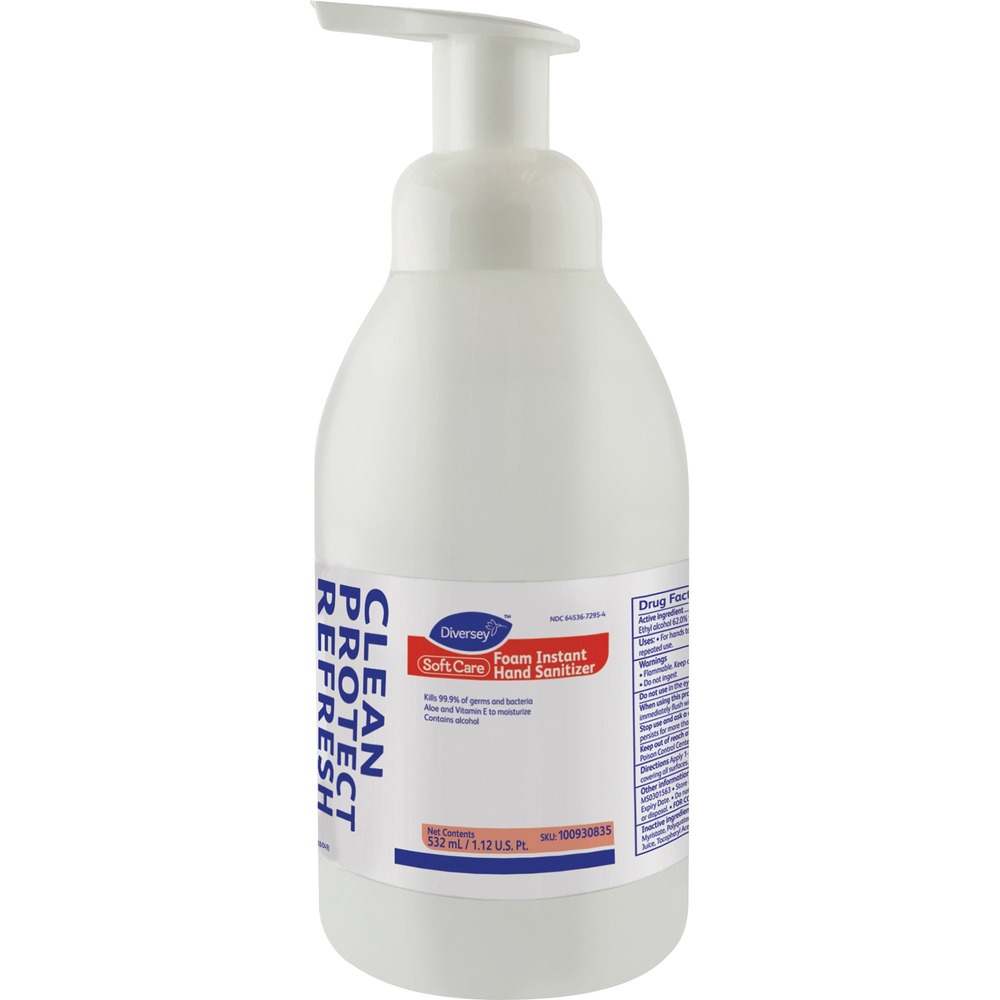 DVO100930835 - Soft Care Foam Instant Hand Sanitizer is effective and convenient to sanitize hands. It dries fast - no rinsing or towels needed. Sanitizer kills 99.9 percent of germs and bacteria. Aloe, Vitamin E and moisturizers in the ready-to-use formula help reduce skin dryness. Hand sanitizer contains no added dye or fragrance so it's excellent for personal use in public areas of offices, education facilities, healthcare establishments, foodservice and sports/leisure forums.
