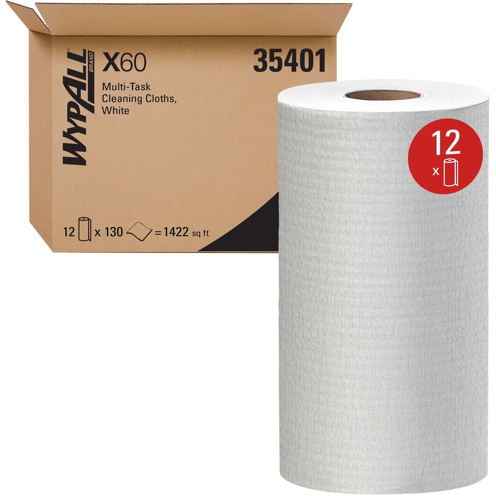 KCC35401 - Pound for pound, WypAll X60 Cloths absorb more than two times as much water as rags. They bring the absorbing power of HydroKnit technology for superior absorbency to a lighter-weight cloth. They don't use adhesives or binders so no residue is left behind. They're reinforced for strength when wet or dry. Cloths can be used for applying thinners and solvents in removing cable lubricant, cleaning adhesive and removing grease and soil in tight areas. These cleaning towels come on a small roll for easy storage and dispensing. They are perforated to a large size. Designed to reduce waste so you spend less, they're so sturdy that they can often be used more than once.