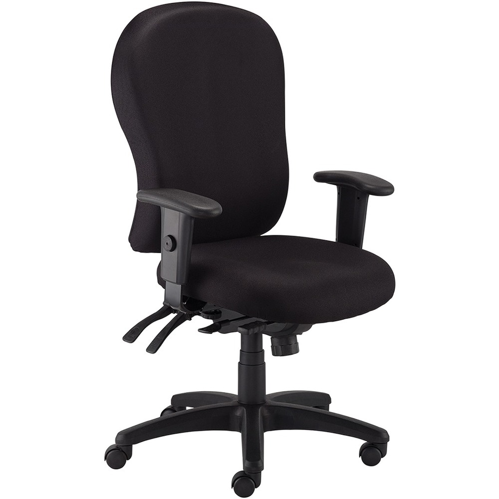 EUTFM408063 - 4x4xl High Back Task Chair is an economical chair that provides all-day comfort with its contoured cushions and ergonomic features. Tilt-tension control with tilt lock allows you to adjust the recline rate based on your weight. Center tilt with adjustable tension gives you the ability to rock. Back-angle adjustment sets the back angle for personalized comfort in a reclined position. Seat-height adjustment allows you to set the height to the desired position relative to the floor. Waterfall seat slopes to reduce pressure on the back of your knees for extra comfort. Forward seat tilt changes the angle of the seat to enable proper ergonomic posture while using a computer keyboard. Arm-height adjustment lets you to move the arms up or down for proper ergonomic positioning. Ratchet-back height adjustment allows the backrest to easily adjust relative to the seat for personalized lumbar region support and comfort. Fabric-upholstered chair adds soft comfort to any space.