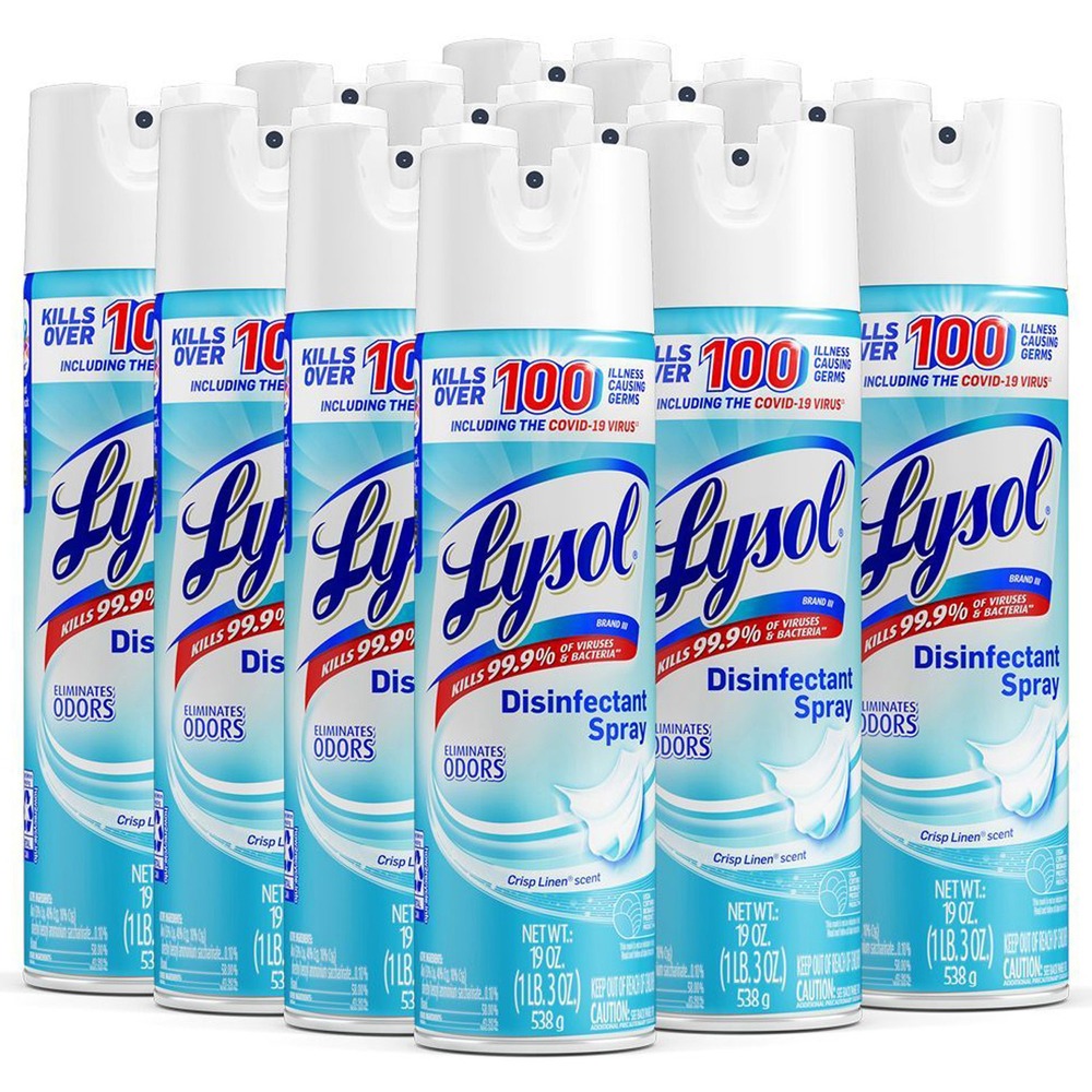 RAC79329CT - Get maximum versatility with minimal effort using Lysol Disinfectant Spray that's safe to use on hard and soft surfaces. Lysol kills 99.9 percent of viruses and bacteria, including the virus that causes COVID-19 and cold and flu viruses when used as directed. Help protect high-traffic areas and high-touch surfaces, including desks, bathrooms, doorknobs and railings. Deliver hospital-type disinfection onto soft surfaces, including upholstery, curtains, sofas, mattresses and cushions. Meet customer and staff expectations around disinfection. Simply spray and let air-dry.