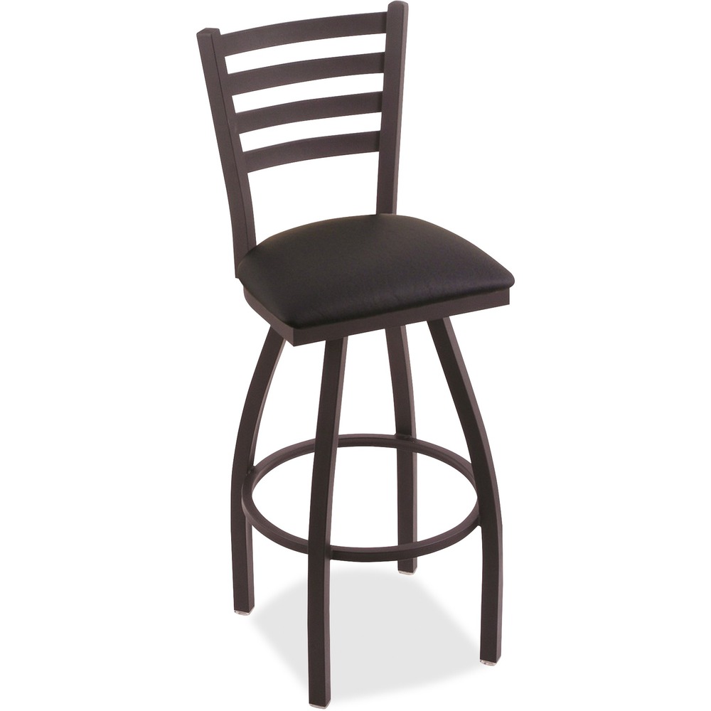HBC41030BWBLK - This Jackie Swivel Bar Stool has a contemporary design and provides superb back support. Frame is made from commercial-quality steel that is strong and durable, and is powder-coated to ensure a long-lasting, rich finish. Underneath the cushion seat is 2-1/2" of highly dense foam to provide maximum support. Framework is sturdy and uses only solid, mig welds to ensure the integrity of the structure. Bar stool supports up to 350 lb. Swivel mechanism lets you rotate 360 degrees.