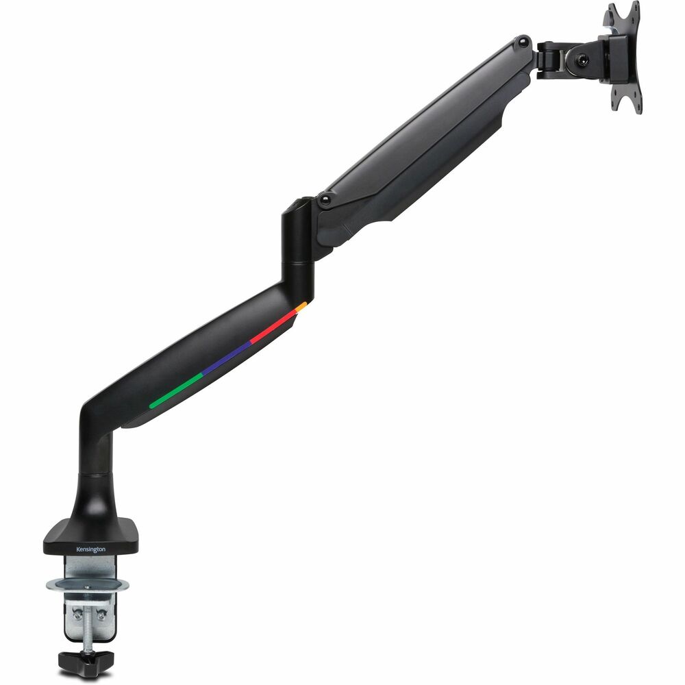 KMW59600 - SmartFit One-Touch Height-Adjustable Single Monitor Arm makes it easy to find the proper monitor height and a neutral, comfortable posture with its patented SmartFit System and fully articulating design. It is tested to meet ANSI/BIFMA standards. Heavy-duty construction guarantees stability in every position. Gas-spring monitor mount allows you to effortlessly adjust your monitor's height, depth and angle (landscape to portrait). Height adjusts from 6-7/10" to 19-9/10". Counterbalance tension adjustment allows you to tighten or loosen the arm to accommodate a range of monitor weights with the same effortlessness and stability. It supports a 13" to 34" flat or curved monitor weighing up to 19.8 lb. Monitor arm lifts your external monitor up and out of the way to declutter and clear valuable desk space. Cable-management system organizes and conceals cables. Use the C-clamp to mount on desktops up to 3-3/10" thick or mount using a grommet hole.