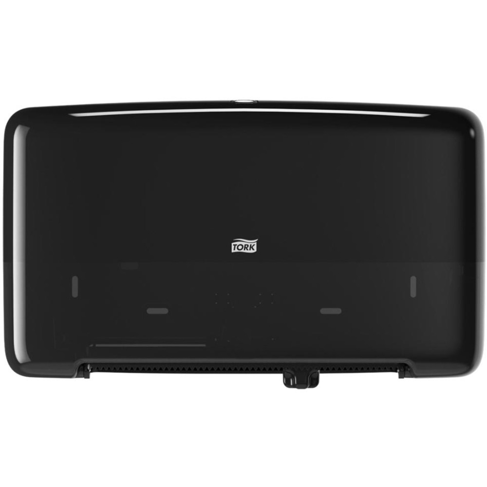 TRK5555290 - Twin Mini Jumbo Toilet Paper Roll Dispenser T2 helps you overcome the challenge of keeping bath tissue refilled so you can improve the guest experience and save staff time. It holds two high-capacity, mini jumbo toilet paper rolls, reducing the risk of runouts. Optimal roll brake avoids free spin to minimize waste and consumption. Closed dispenser improves hygiene. Functional, modern design enhances your space. See-through window indicates when it's time to refill. Dispenser is compatible with Tork toilet paper (not included), which breaks up easily in all plumbing systems. Both bathroom tissue rolls placed in the dispenser can be used to the end to minimize waste. More from the Manufacturer