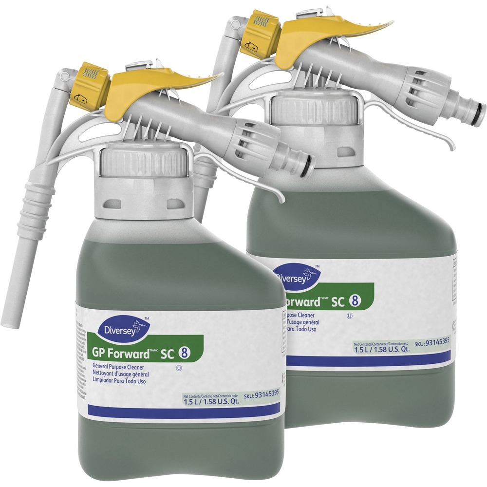 DVO93145395CT - Part of the Diversey RTD System, this highly versatile, general-purpose cleaner concentrate contains a blend of high-performance detergents to effectively clean surfaces such as counters, tables and floors. It removes all types of dirt, grit, grease and soap scum with no rinsing required. GP Forward SC General Purpose Cleaner can be used on any water-safe surface and has a pleasant citrus scent. It is excellent for use in scrub and recoat floor-care programs. It works with cold, hot and soft/hard water in mop, bucket, autoscrubber and trigger spray applications. Ergonomically designed handle is portable and connects to any convenient water supply via a standard hose connector. Simply select the dilution required, and the cleaner will be accurately and safely dispensed through its Spill-Tite head every time. Powerful floor stripper with a solvent scent meets Green Seal GS-40 standard for industrial and institutional floor-care products.