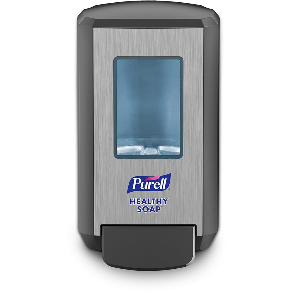GOJ513401 - Manual, push-style soap dispenser is designed for PURELL 1250 ml. Healthy Soap Refills (not included), It is reliable and fits any decor. Large sight window makes it easy to check refill level. Dispenser is fully ADA-compliant, reliable and easy to maintain with no batteries to change. AT-A-GLANCE refills provide the easiest way to see when refills need to be changed. Monitor product levels with just one look. Collapsible, Sanitary Sealed PET refill bottle features a removable collar for easy recycling. The Lock or Not technology can convert the sanitizer dispenser to a locking system. Dispenser is made of durable ABS plastic. It mounts to the wall with included adhesive tape or hardware. Mounting clearance is 8" from bottom of the dispenser to the surface. Multiple hole pattern allows use of existing wall holes. More from the Manufacturer