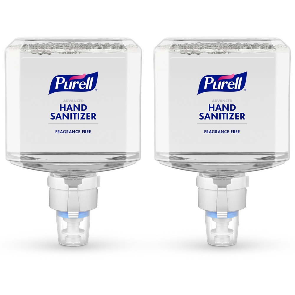GOJ775102 - Green certified, fragrance-free, foam hand sanitizer refills are designed for PURELL ES8 Touch-Free Hand Sanitizer Dispensers for healthcare environments. Sanitizer kills more than 99.99 percent of most common germs that may cause illness in a healthcare setting. PURELL Advanced Hand Sanitizer Gentle and Free Foam exceeds FDA healthcare personnel handwash requirements with just 1.1 ml. of product and is EcoLogo Certified to Standard Name UL 2783 as well as USDA Certified Biobased Product. It is hypoallergenic, dermatologist-tested, fragrance-free, dye-free and clinically proven to maintain skin health. Advanced, fragrance-free hand sanitizer is made with naturally renewable ethanol. It is compatible with nitrile, vinyl and latex gloves as well as chlorhexidine gluconate. AT-A-GLANCE refill design lets you monitor soap levels with just one look. Sanitary Sealed PET refill is easily recycled. More from the Manufacturer